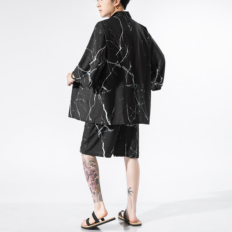 夏季风道袍男短袖汉服开衫汉服防晒衣套装DSA008-1-TZK08P70,男装防晒衣,电商A008-1