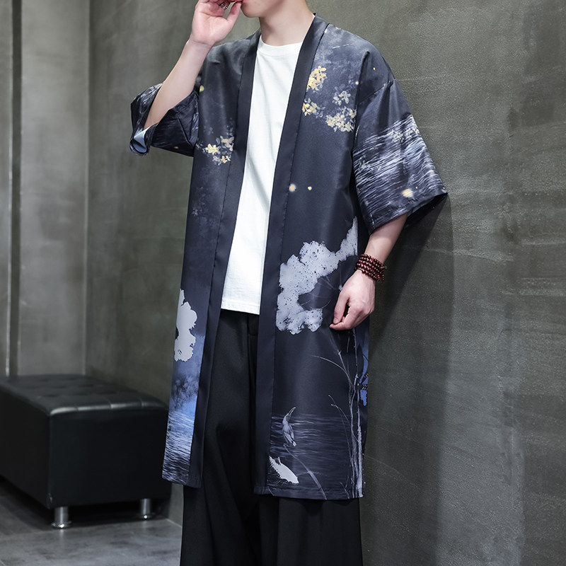 夏季新款风汉服开衫披风风衣男DSA008-1-K303p48,男装风衣,电商A008-1