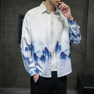 2025新款风 仙山 印花长袖衬衫外塔DSA008-1-S604-P45图片