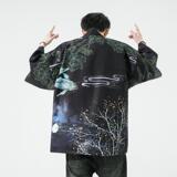 夏季新款风大鱼竹叶和服开衫披风男DS-A008-1-K91p40，男装风衣，电商A008-1