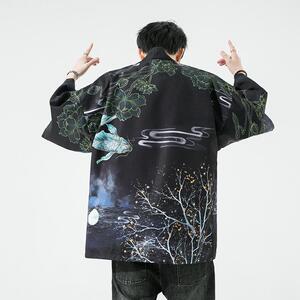夏季新款风大鱼 竹叶 和服开衫披风男DS-A008-1-K91p40图片