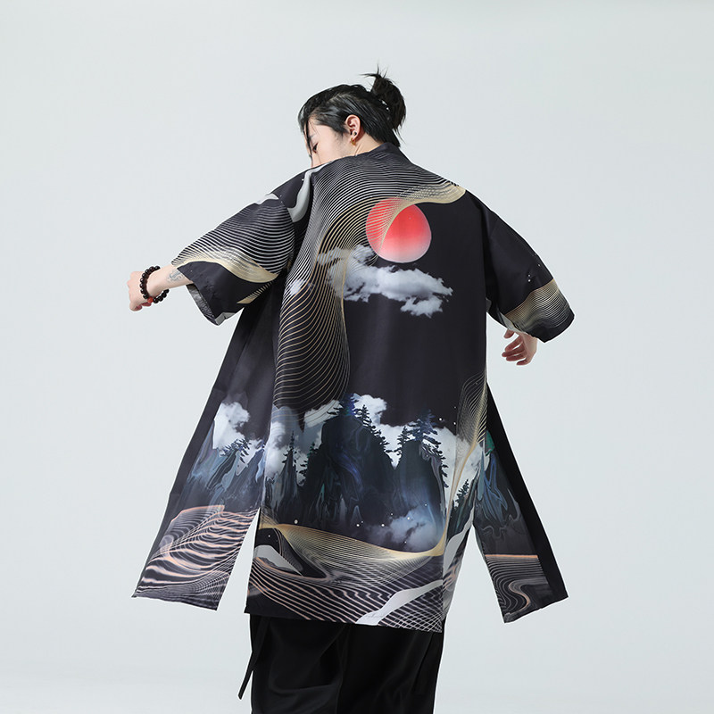 夏季新款风汉服开衫披风男DSA008-1-K302p48,男装风衣,电商A008-1