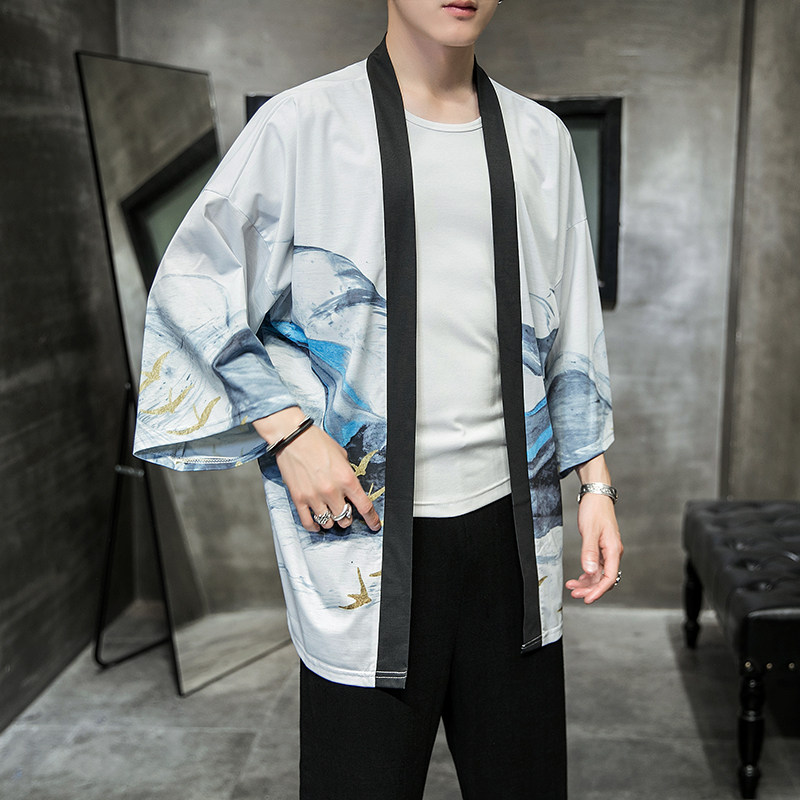 2025夏季新款风天鹅墨龙汉服开衫披风男DSA008-1K03P40,男装民族服装,电商A008-1