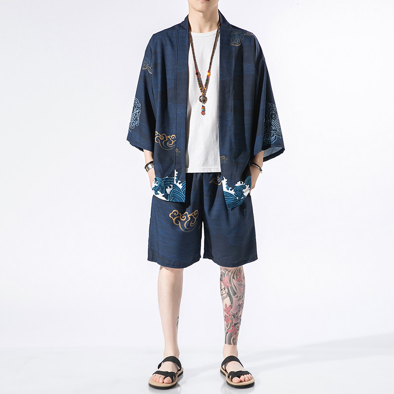 风道袍男汉服开衫汉服防晒衣套装DSA008-1-TZK08P70,男装防晒衣,电商A008-1