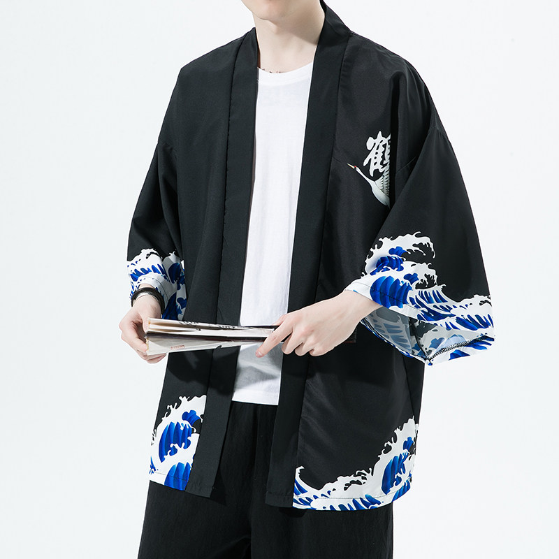 2025夏季新款风仙鹤荷叶和服开衫披风男款6006K039p40,男装卫衣,电商A008-1