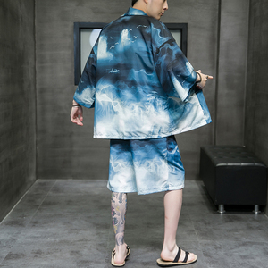 2023风道袍男短袖汉服开衫和服防晒衣套装DS-A008-1-TZK51P70图片