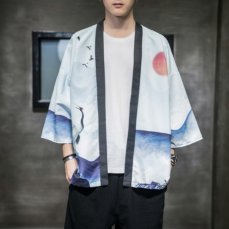 夏季新款风天鹅白龙武道汉服开衫披风男A008-1K56P40,男装民族服装,电商A008-1