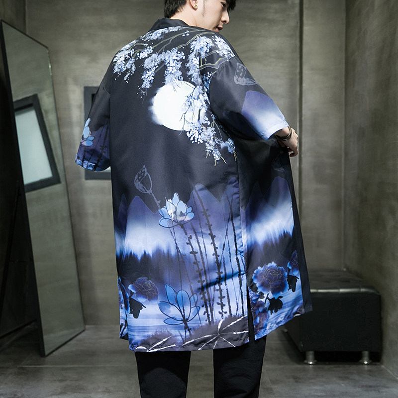 夏季风长款汉服开衫披风男DSA008-1-K207p48,男装风衣,电商A008-1