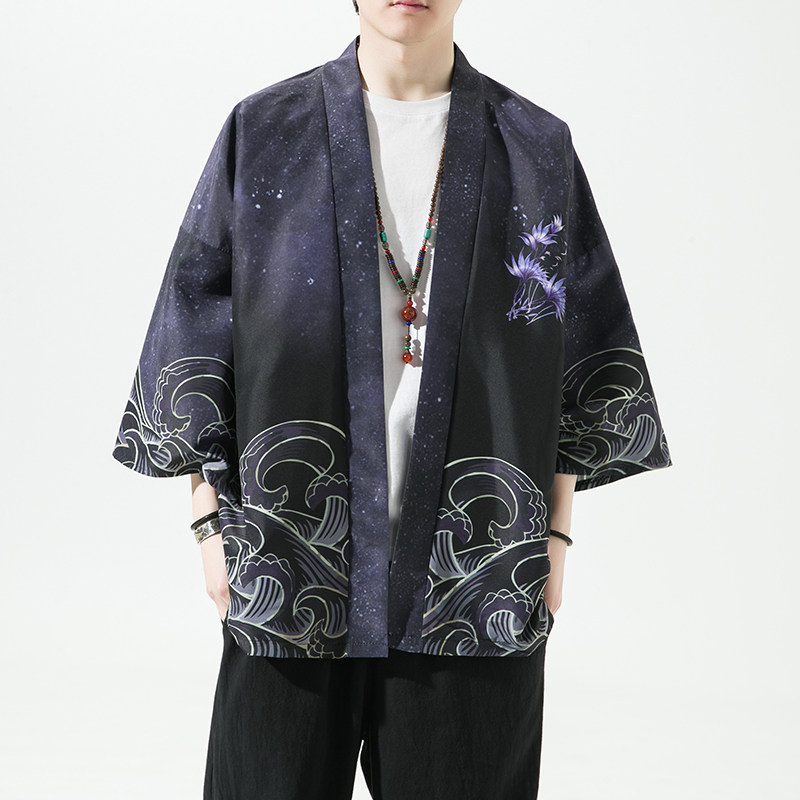 夏季新款风青叶仙草汉服开衫披风男DS-A008-1-K037p40,男装民族服装,电商A008-1