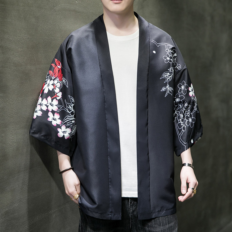 2025夏季新款风飞鹤鲤鱼和服开衫披风男DS-A008-1K02p40,男装卫衣,电商A008-1