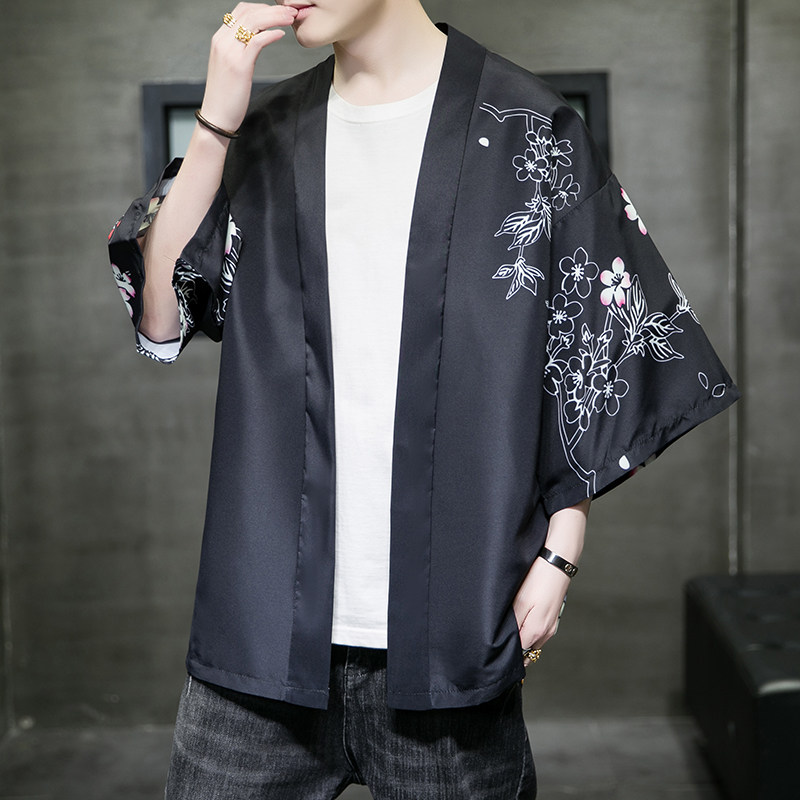 2025夏季新款风飞鹤鲤鱼和服开衫披风男DS-A008-1K02p40,男装卫衣,电商A008-1