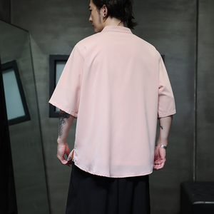 夏季男士短袖纯色冰丝衬衫男宽松衬衣A008-1-S1101-P35图片