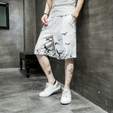 2025夏季印花新款风裤子五分裤男DSA008-1-K16-P30，男装牛仔裤，电商A008-1