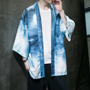 2025夏季新款风印花 山川 汉服开衫披风男 DS-A008-1K89 P40图片