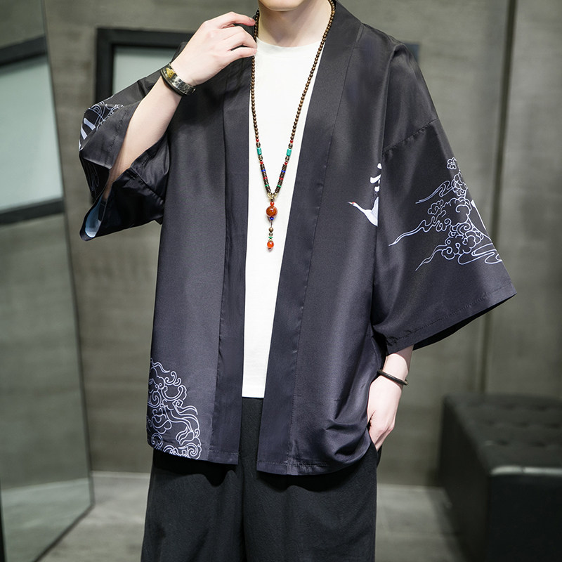 2025夏季新款风圣者仙鹤霞光和服开衫披风男6006K036p40,男装卫衣,电商A008-1
