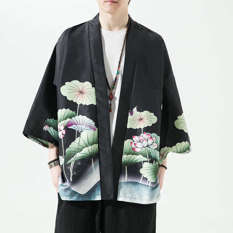 2025夏季新款风青叶仙鹤汉服开衫披风男DS-A008-1-K037p40，男装民族服装，电商A008-1