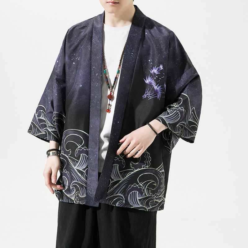 2023夏季新款风青叶仙鹤汉服开衫披风男DS-A008-1-K037p40,男装民族服装,电商A008-1
