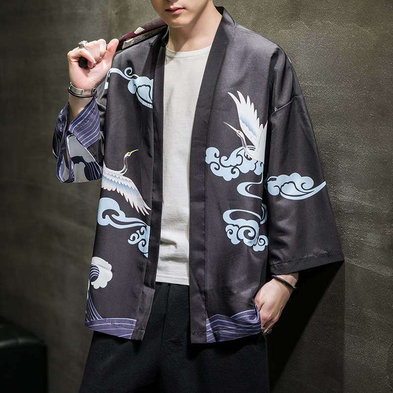 2025夏季新款风双龙逐日和服开衫披风男6006K032p40,男装卫衣,电商A008-1