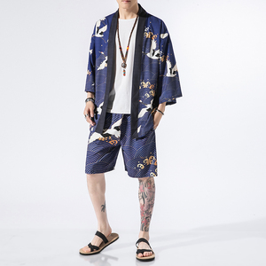 夏季风道袍男短袖汉服开衫汉服防晒衣套装DSA008-1-TZK08P70图片