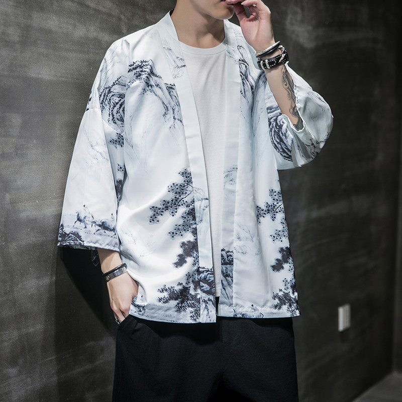 夏季新款风白龙武道汉服开衫披风男A008-1K56P40,男装民族服装,电商A008-1