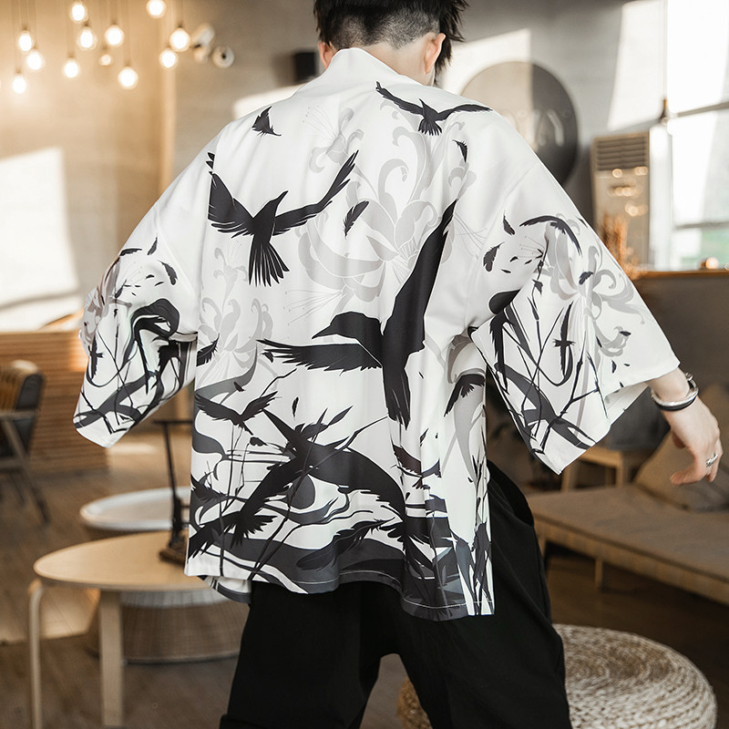 2025夏季新款风云霄铜钱海浪汉服开衫披风男A008-1K01p40,男装民族服装,电商A008-1