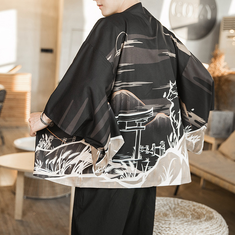 2025夏季新款风天鹅墨龙汉服开衫披风男DSA008-1K03P40,男装民族服装,电商A008-1