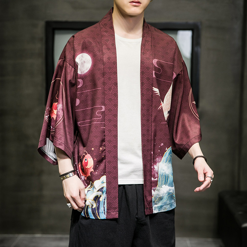 2025夏季新款风乘风深龙和服开衫披风男6006K033p40,男装卫衣,电商A008-1