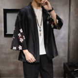 2025夏季新款风飞鹤山水鲤鱼汉服开衫披风男DSA008-1K02p40，男装民族服装，电商A008-1