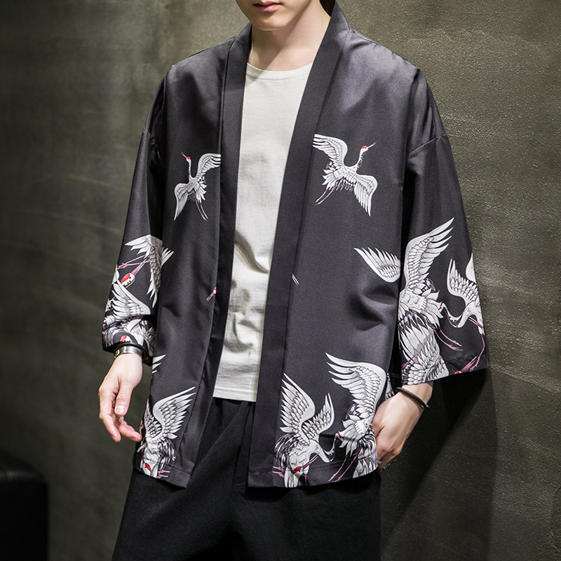 2025夏季新款风双龙逐日和服开衫披风男6006K032p40,男装卫衣,电商A008-1