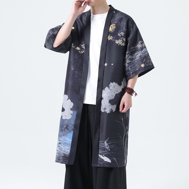 夏季新款风汉服开衫披风风衣男DSA008-1-K303p48,男装风衣,电商A008-1
