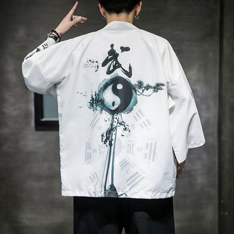 夏季新款风白龙武道汉服开衫披风男A008-1K56P40,男装民族服装,电商A008-1