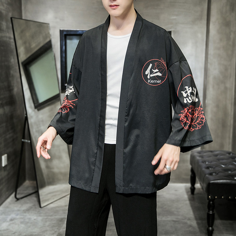 2025夏季新款风云霄红鲤海浪和服开衫披风男6006K01p40,男装卫衣,电商A008-1