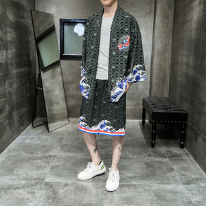 夏季新款风 云霄 红鲤 海浪和服开衫披风男 DSA008-1 K01p40图片