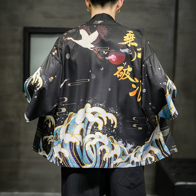 2025夏季新款风乘风深龙和服开衫披风男6006K033p40,男装卫衣,电商A008-1