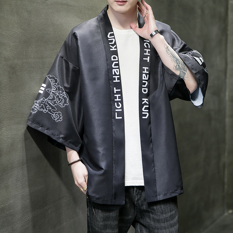 2025夏季新款风飞鹤鲤鱼汉服开衫披风男DS-A008-1K02p40,男装民族服装,电商A008-1