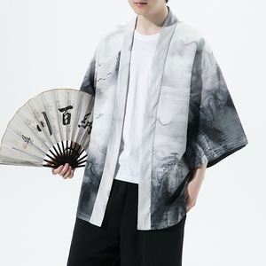 风印花 山川 汉服开衫披风男 DS-A008-1K89 P40图片