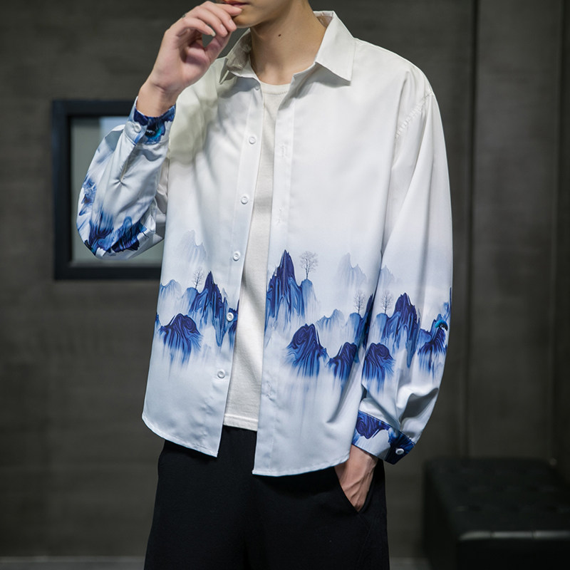 2025新款风 仙山 印花长袖衬衫外塔 6006S604-P45图片