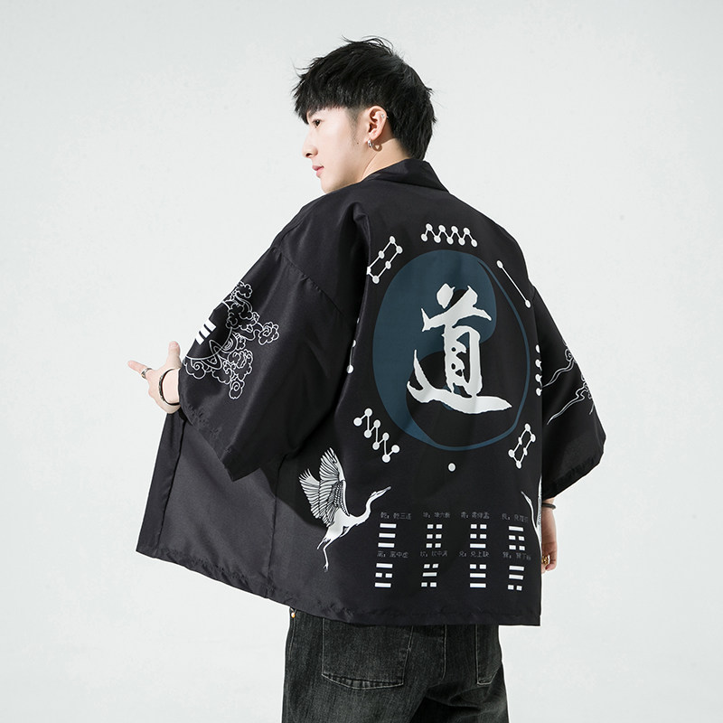 2025夏季新款风飞鹤 鲤鱼和服开衫披风男DS-A008-1K02P40图片