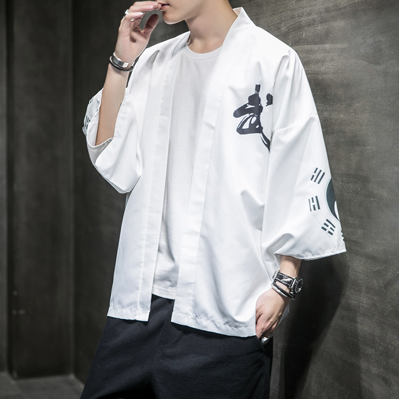 夏季新款风武道白龙天鹅汉服开衫披风男A008-1K56P40,男装民族服装,电商A008-1