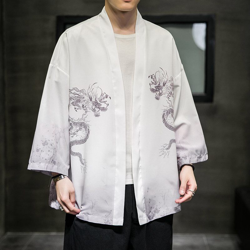 2025夏季新款风双龙逐日和服开衫披风男6006K032p40,男装卫衣,电商A008-1