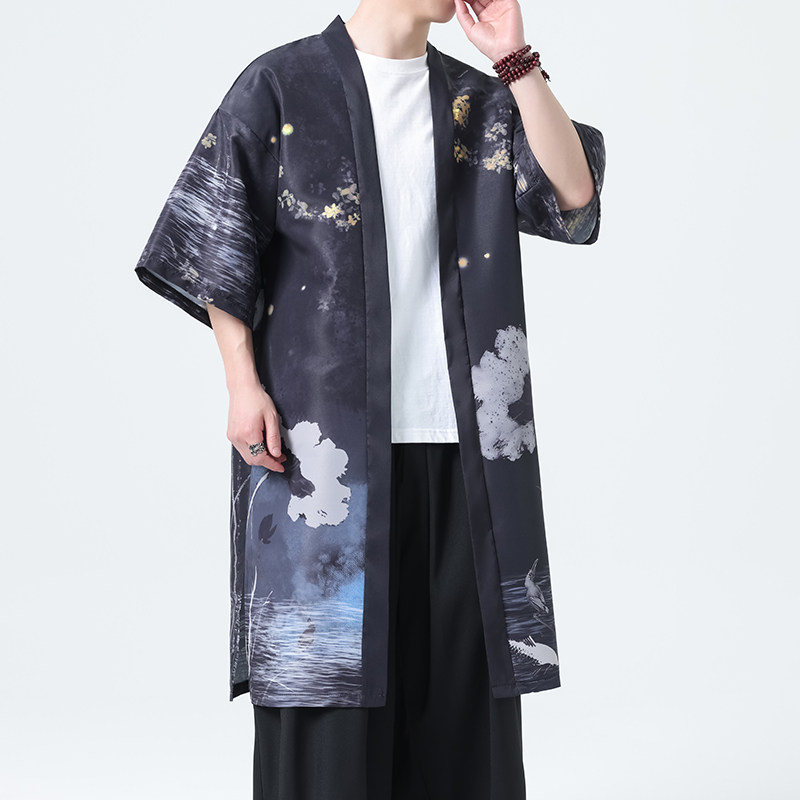 夏季新款风汉服开衫披风风衣男DSA008-1-K303p48,男装风衣,电商A008-1
