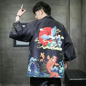 夏季新款风仙鹤 祥鹿汉服开衫披风男DS-A008-1-K93p40图片