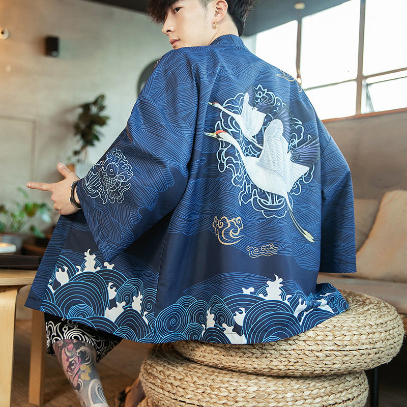 2025夏季风道袍男短袖汉服开衫汉服防晒衣DSA008-1K10P40,男装防晒衣,电商A008-1