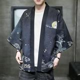 夏季新款风仙鹤祥鹿汉服开衫披风男DS-A008-1-K93p40，男装民族服装，电商A008-1