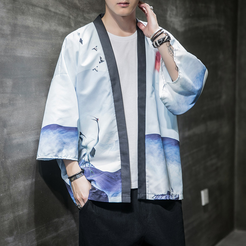 夏季新款风天鹅白龙武道汉服开衫披风男A008-1K56P40,男装民族服装,电商A008-1