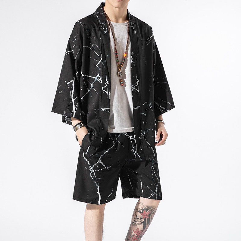 夏季风道袍男短袖汉服开衫汉服防晒衣套装DSA008-1-TZK08P70,男装防晒衣,电商A008-1