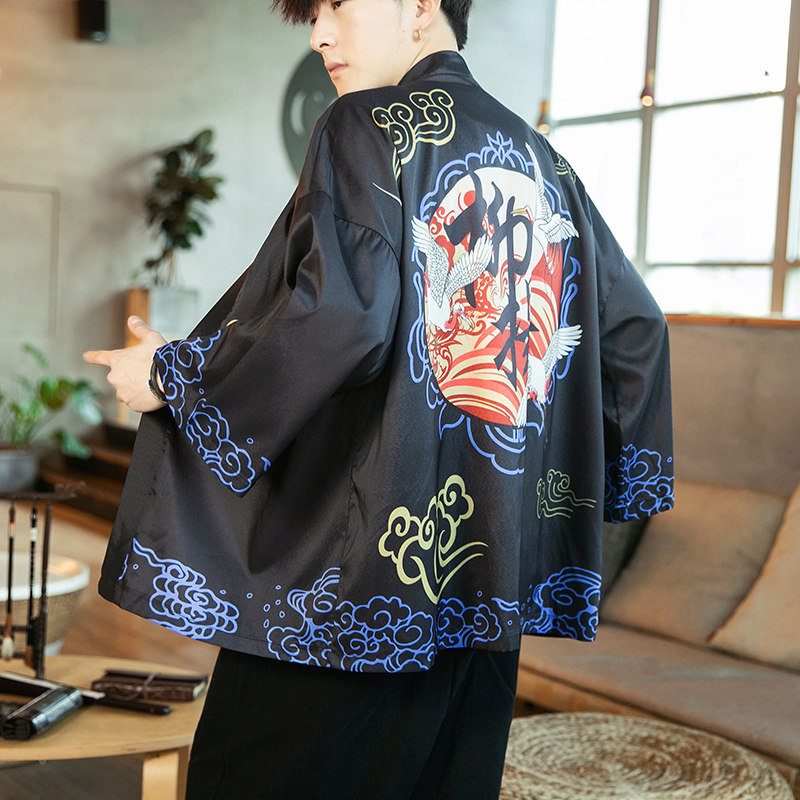 2025夏季新款风 柳楊 仙鹤 汉服服开衫披风男DSA008-1K07p40图片