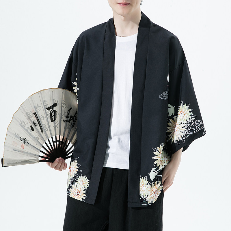 2025夏季新款风仙鹤和服开衫披风男款6006K039p40,男装卫衣,电商A008-1