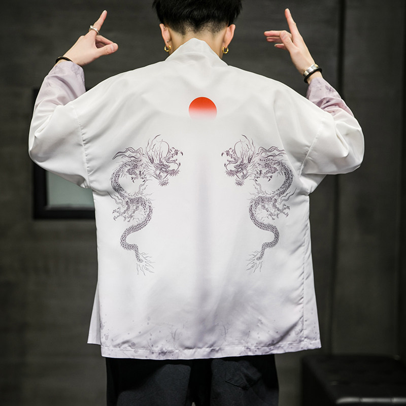 2025夏季新款风双龙逐日和服开衫披风男6006K032p40,男装卫衣,电商A008-1