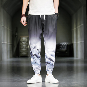 2025春夏风男士裤子仙鹤 锦鲤 潮宽松裤 QT6006-K161-P55，男装休闲裤，电商A008-1